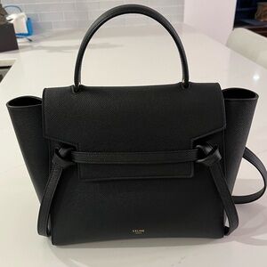 CELINE NANO BELT BAG IN GRAINED CALFSKIN, black